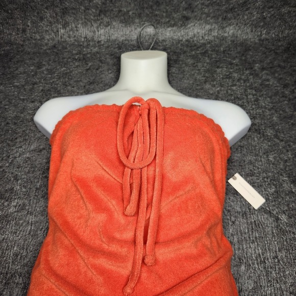 Anthropolgie Terry Cloth Sleevless Tight Cuff Shorts Romper Orange Large NEW - Picture 3 of 11